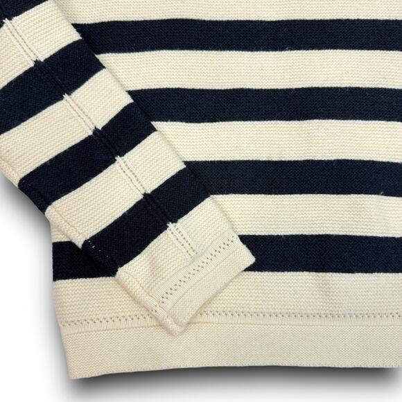 Avantlook Collared Striped Sweater Pullover Style Long Sleeve Cream Black Small - Picture 6 of 8